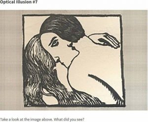 「何が最初に見えましたか？」　２、３通りに見える絵で、見えたものによってあなたの性格、恋愛、未来までも診断・・悔しくもこれ的中してました！