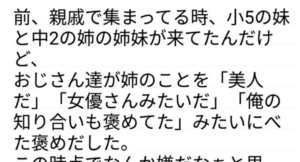 考えて欲しい。人の容姿に物を申すというのはこういう事。親戚の集まりで一人のおじさんがとった軽率な発言で女の子は・・・