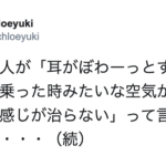 「耳がぼわーっとする、飛行機乗った時みたいな空気が抜けない感じが治らない」などと言っている人がいたら今すぐに病院へ向かわせてください!