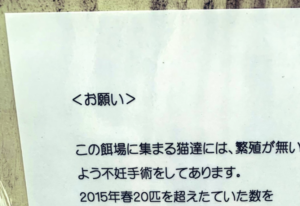 野良猫の世話をしている男性からの『お願い』が書かれた一枚の張り紙。その内容にハッとさせられる！