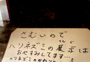 動物園に張り出されていた「寒いのでハリネズミの展示はおやすみさせていただきます」の文章。→代わりに展示されていたのはなんと・・・