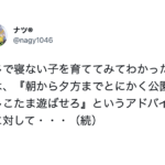 育児書などでよく見かける「寝ない子は公園でたくさん遊ばせよう」という助言。→本当に寝ない子供を育てた結果わかったことは・・・