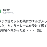 「カット野菜にカエルが入っていた」とクレームを受け、お客の家を訪れたら・・続く展開に絶句