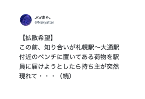 ベンチに放置された荷物を警察に届けようとしたら、持ち主が突然現れて・・・