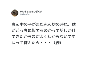 姑「赤ちゃんはどっち似？」→まだわからないと返したら・・・え？